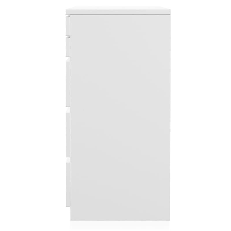 Bowery Hill Contemporary Wood Vanity Chest with 5 Drawers in White Finish