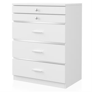 Bowery Hill Contemporary Wood Vanity Chest with 5 Drawers in White Finish