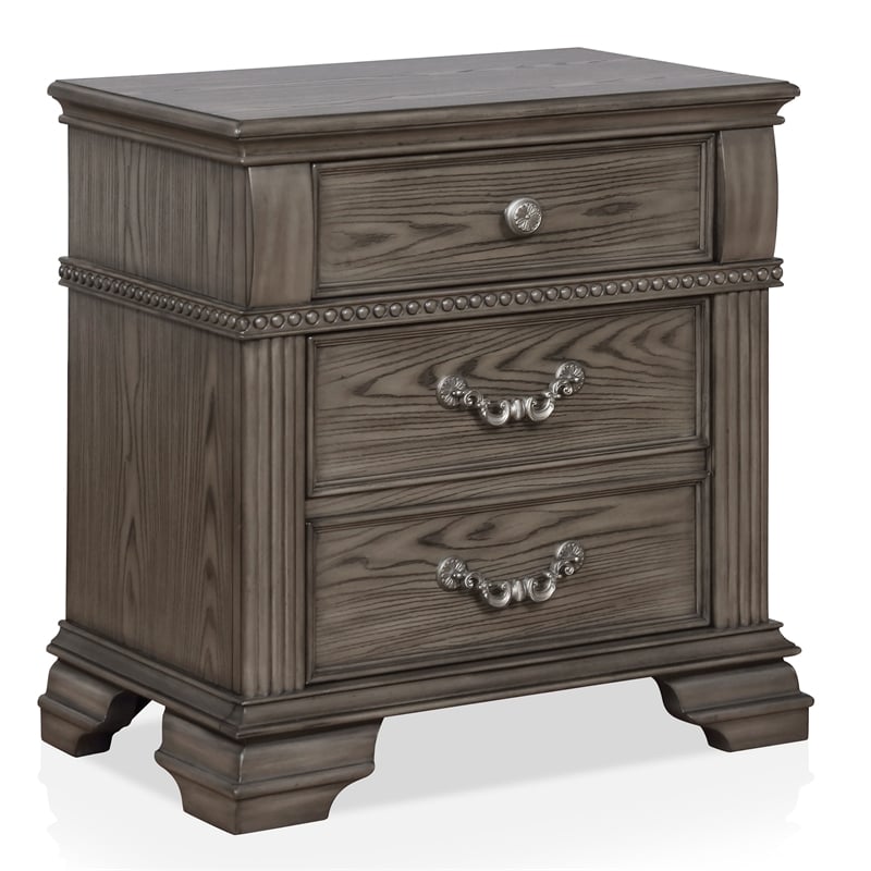 Bowery Hill 3-Piece Gray Wood King Bedroom Set with USB Ports