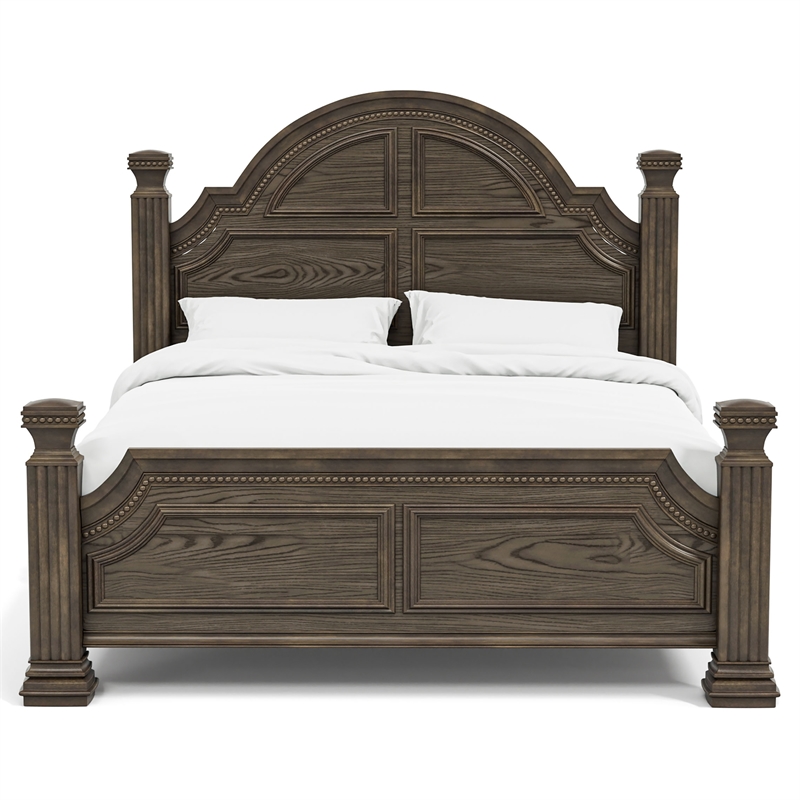 Bowery Hill 3-Piece Gray Wood King Bedroom Set with USB Ports