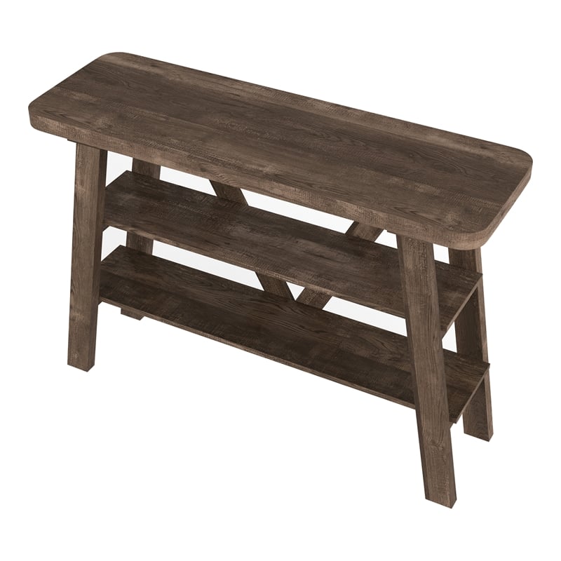 Bowery Hill Wood 2-Shelf Console Table in Reclaimed Oak Finish