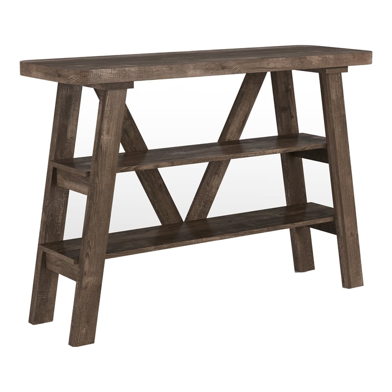 Bowery Hill Wood 2-Shelf Console Table in Reclaimed Oak Finish