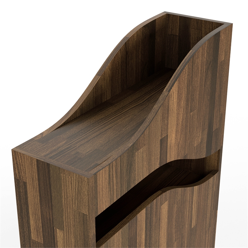 Bowery Hill Wood 2-Shelf Mini Bar in Light Hickory Brown with Drawer