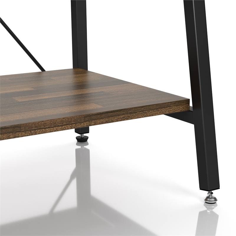 Bowery Hill Wood 2-Shelf Mini Bar in Light Hickory Brown with Drawer