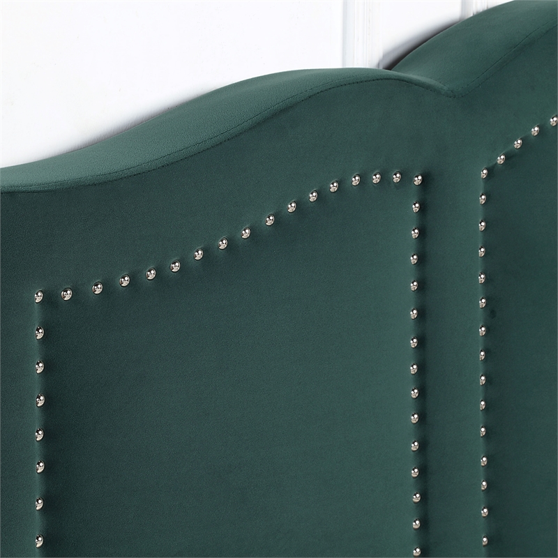 Bowery Hill Full Storage Bed with Drawers in Dark Green Upholstery