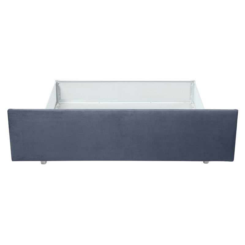 Bowery Hill Full Upholstered Bed with 4 Storage Drawers in Grey Fabric