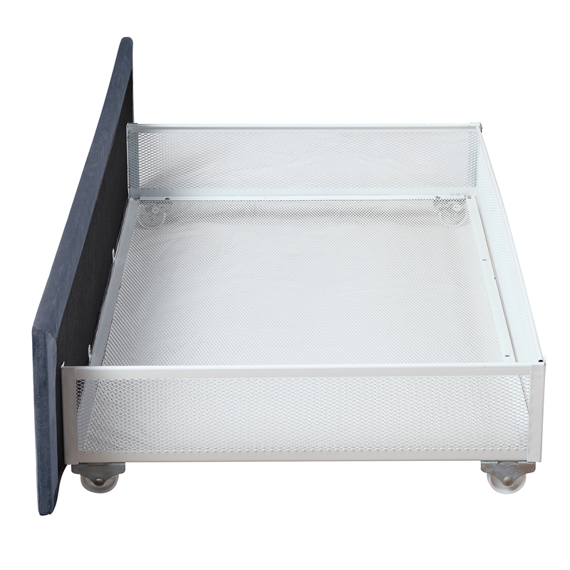 Bowery Hill Full Upholstered Bed with 4 Storage Drawers in Grey Fabric