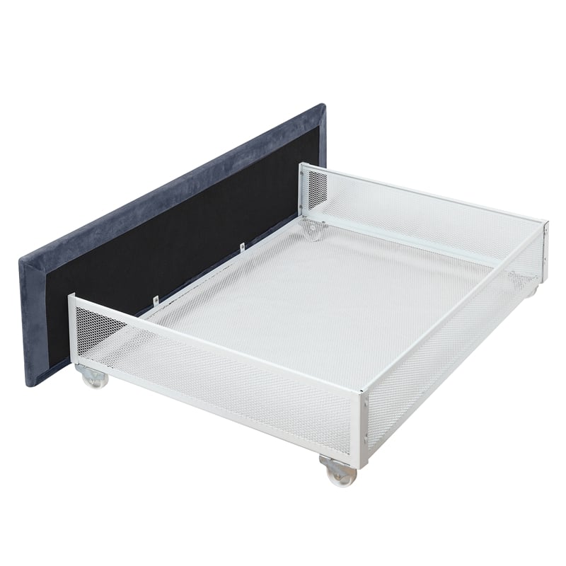 Bowery Hill Full Upholstered Bed with 4 Storage Drawers in Grey Fabric