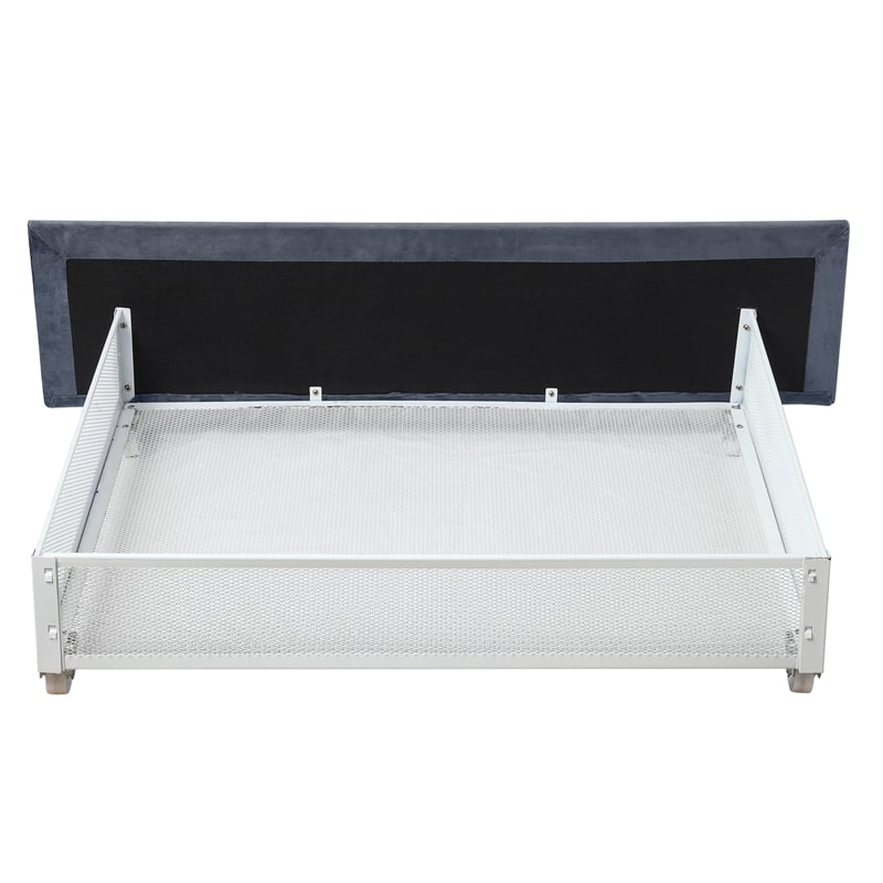 Bowery Hill Full Upholstered Bed with 4 Storage Drawers in Grey Fabric