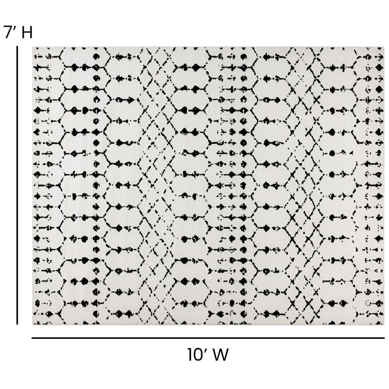 Bowery Hill 8' x 10' Geometric Polyester Area Rug in Ivory and Black