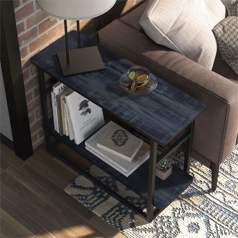 Bowery Hill Transitional Navy Wood End Table with Open Shelf