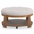 Bowery Hill Round Wood Coffee Table with Game Storage in Beige
