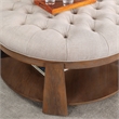 Bowery Hill Round Wood Coffee Table with Game Storage in Beige