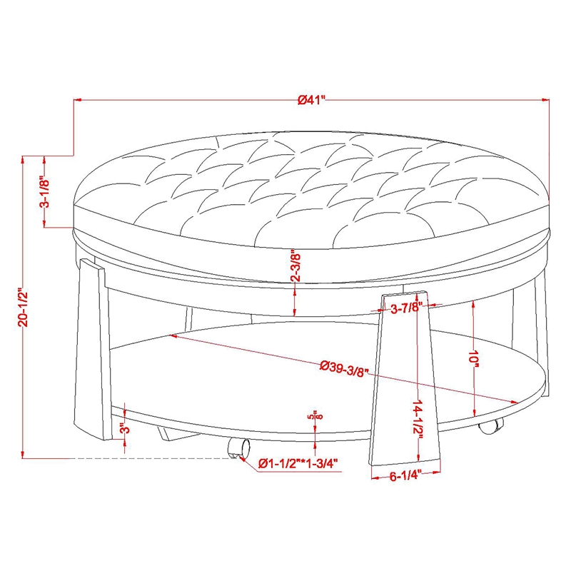 Bowery Hill Round Wood Coffee Table with Game Storage in Beige