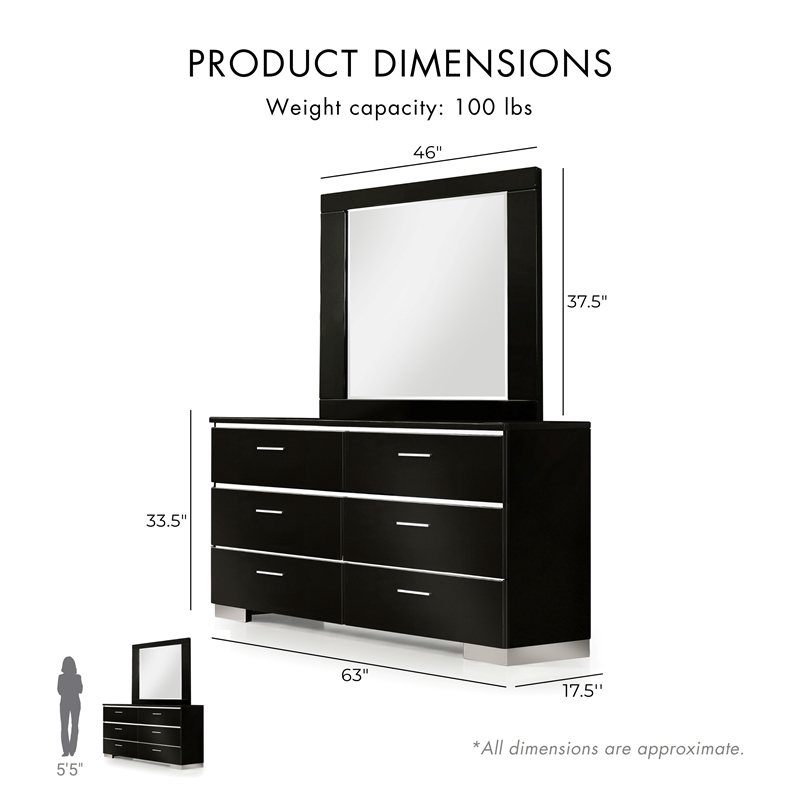 Bowery Hill 6-Piece Contemporary California King Bedroom Set in Black