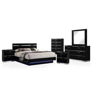 Bowery Hill 6-Piece Contemporary California King Bedroom Set in Black