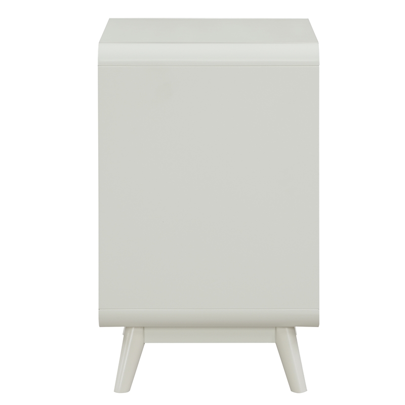 Bowery Hill Mid-Century 1-Drawer Wood Side Table in Antique White
