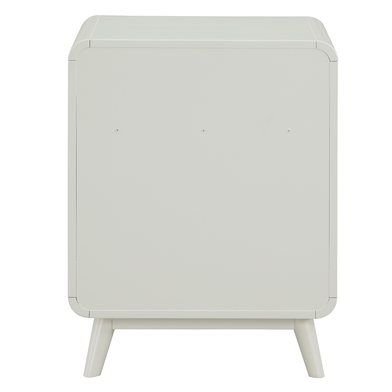 Bowery Hill Mid-Century 1-Drawer Wood Side Table in Antique White