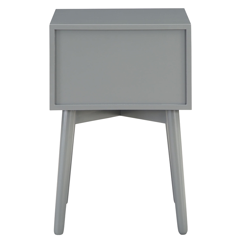 Bowery Hill Mid-Century 2-Drawer Wood Side Table in Gray