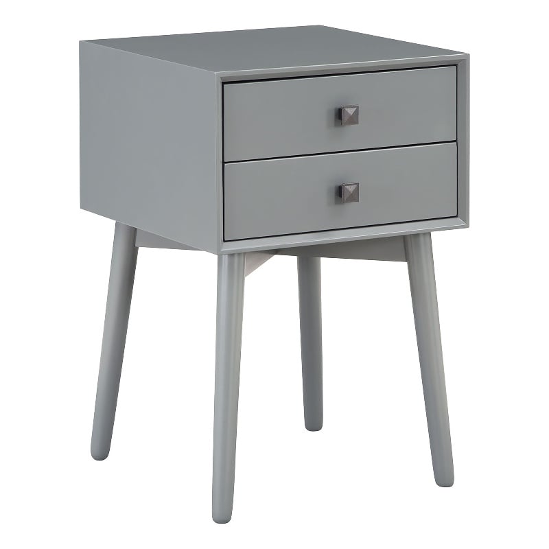 Bowery Hill Mid-Century 2-Drawer Wood Side Table in Gray