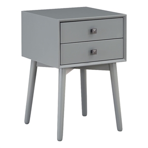 Bowery Hill Mid-Century 2-Drawer Wood Side Table in Gray
