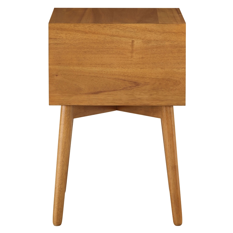 Bowery Hill Mid-Century Modern Wood 2-Drawer Side Table in Light Oak