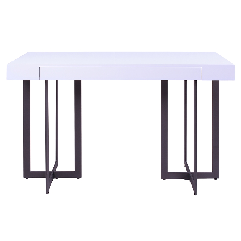 Bowery Hill Contemporary Metal 1-Drawer Sofa Table in White