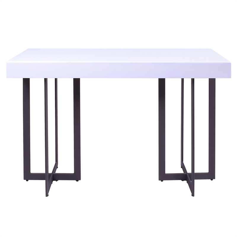 Bowery Hill Contemporary Metal 1-Drawer Sofa Table in White