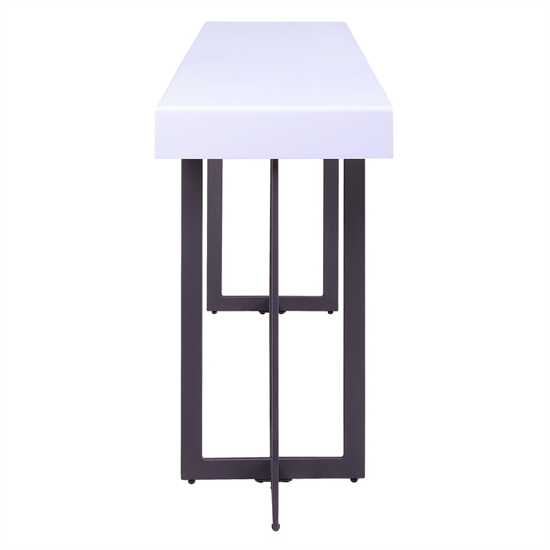 Bowery Hill Contemporary Metal 1-Drawer Sofa Table in White