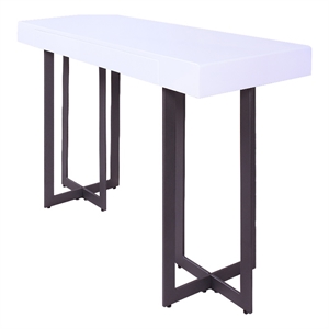 Bowery Hill Contemporary Metal 1-Drawer Sofa Table in White