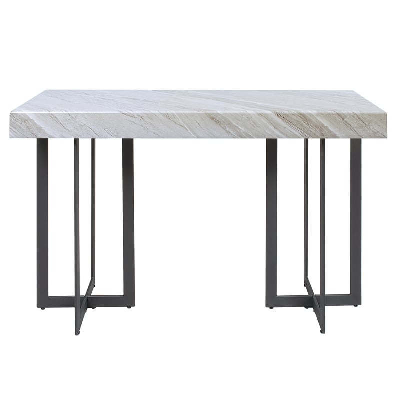 Bowery Hill Contemporary Metal 1-Drawer Sofa Table in Gray