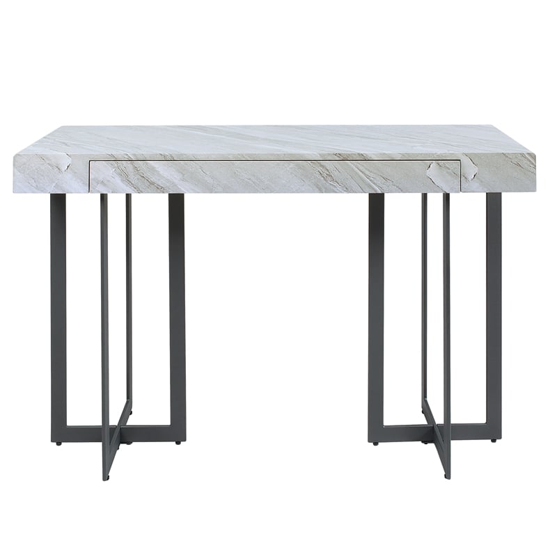 Bowery Hill Contemporary Metal 1-Drawer Sofa Table in Gray