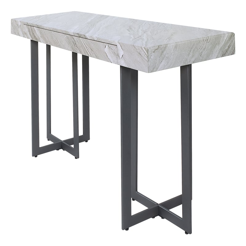 Bowery Hill Contemporary Metal 1-Drawer Sofa Table in Gray
