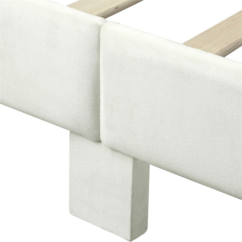 Bowery Hill Contemporary Fabric Upholstered Full Bed in Beige