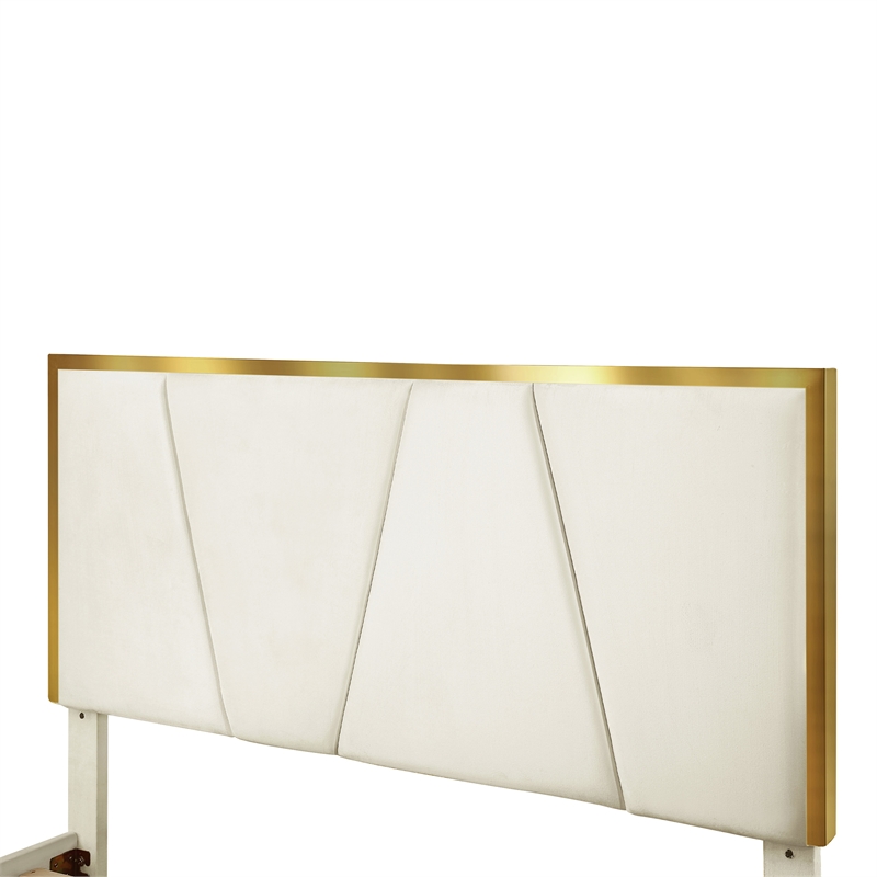 Bowery Hill Contemporary Fabric Upholstered Full Bed in Beige