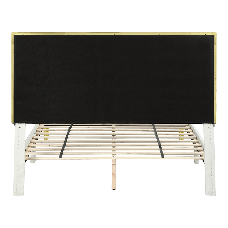 Bowery Hill Contemporary Fabric Upholstered Full Bed in Beige