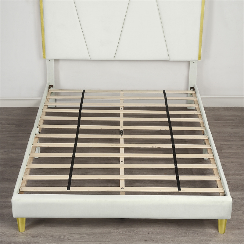 Bowery Hill Contemporary Fabric Upholstered Full Bed in Beige