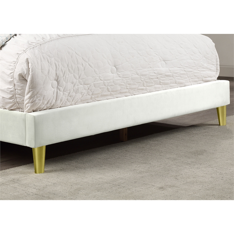 Bowery Hill Contemporary Fabric Upholstered Full Bed in Beige