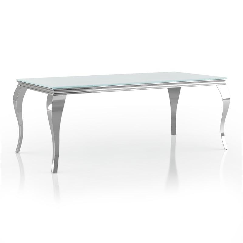Bowery Hill Metal 5-Piece Dining Table Set in White and Blue Upholstery