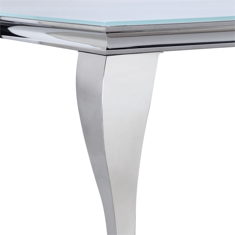 Bowery Hill Metal 5-Piece Dining Table Set in White and Blue Upholstery