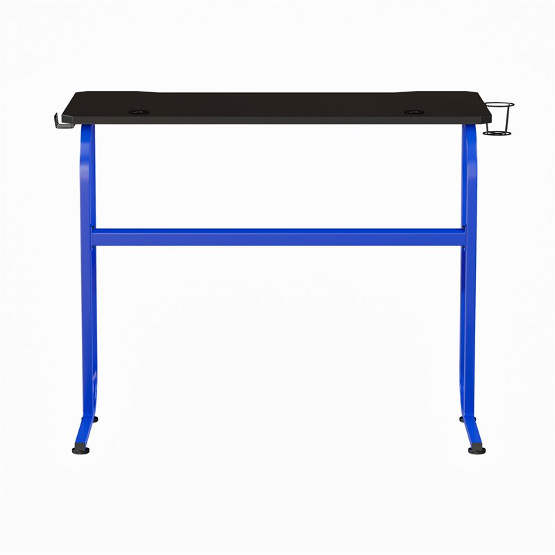 Bowery Hill Gaming Desk in Engineered Wood and Steel with Ergonomic Blue Frame