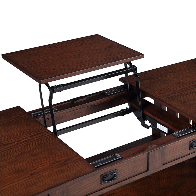 Bowery Hill Wood Coffee Table with Hidden Storage in Dark Oak
