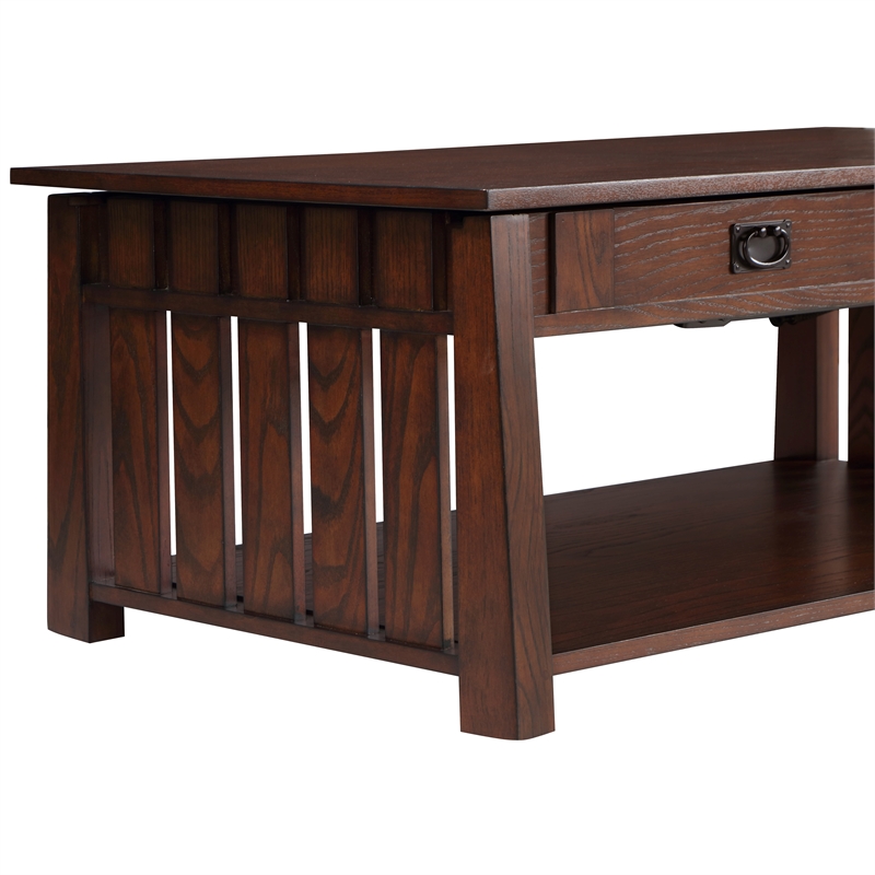 Bowery Hill Wood Coffee Table with Hidden Storage in Dark Oak