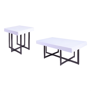 Bowery Hill 2-Piece Coffee Table Set with Storage Drawers in White