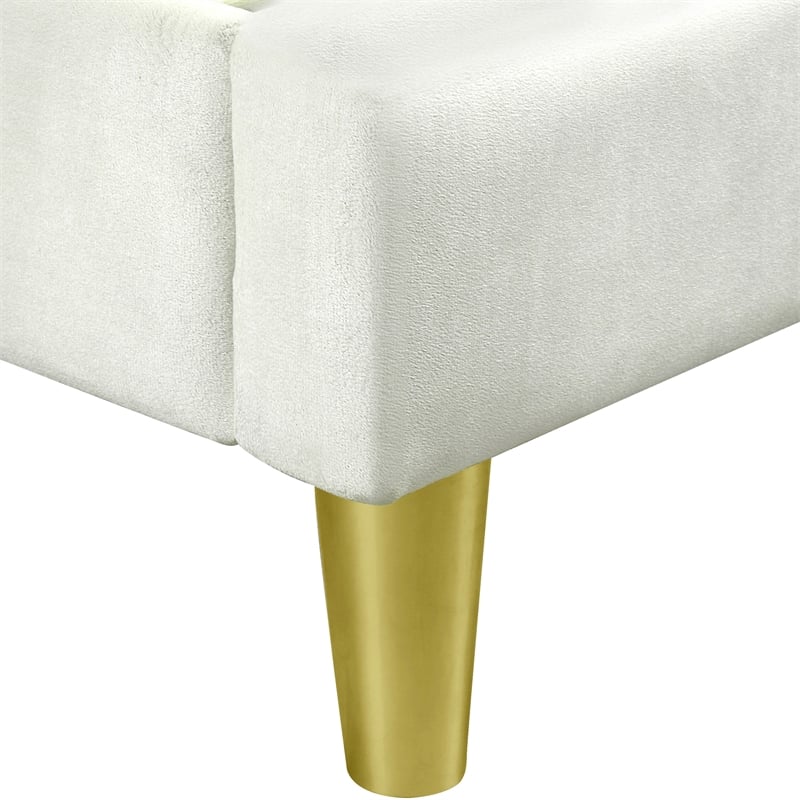 Bowery Hill Beige Upholstered Eastern King Bed with Gold Frame