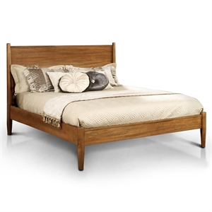 Bowery Hill Queen Platform Bed with Oak Finish and Mattress