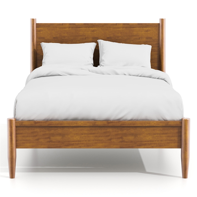 Bowery Hill Queen Platform Bed with Oak Finish and Mattress