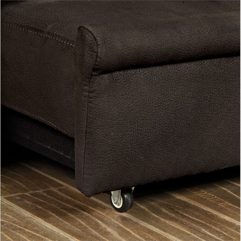 Bowery Hill Transitional Fabric Convertible Sofa with Cup Holders in Brown