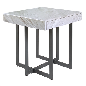 Bowery Hill Contemporary Metal 1-Drawer End Table in Gray