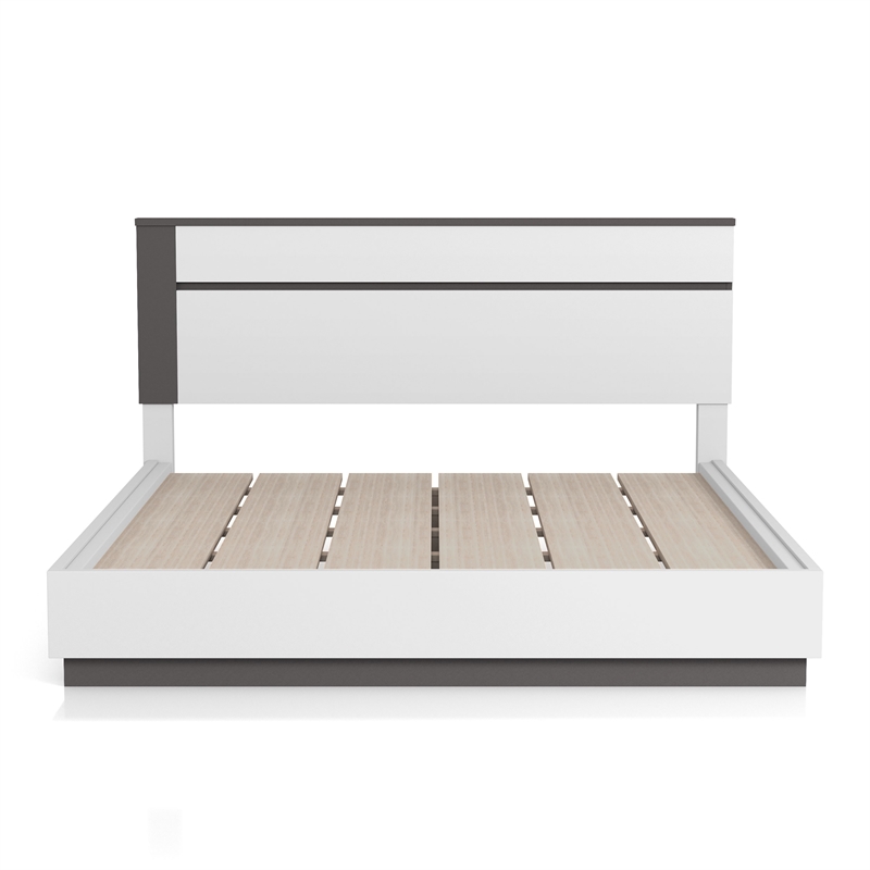 Bowery Hill Contemporary Solid Wood Queen Platform Bed in White